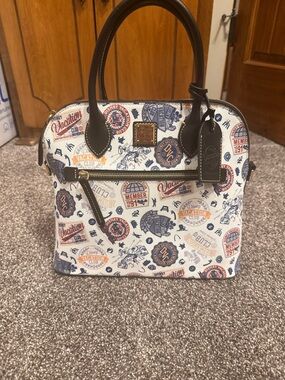 Dooney & Bourke White Satchel with Blue and Brown Vacation Club